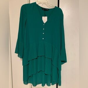 Zara Teal V-Neck Dress